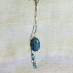 Wrap around Lariat necklace with blue stones